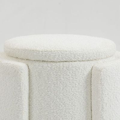 Bergman Fabric Storage Ottoman - White - With 2-Year Warranty